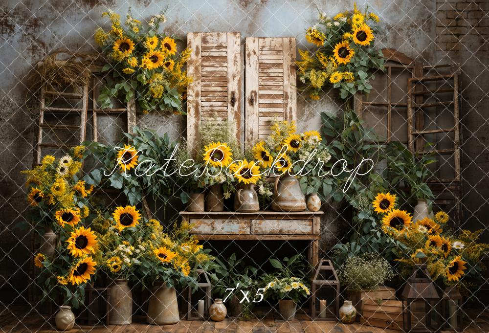 Kate Spring Sunflowers Old Furniture Room Backdrop Designed by Emetselch