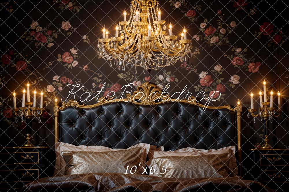 Kate Luxury Chandelier Leather Bedside Backdrop Designed by Chain Photography