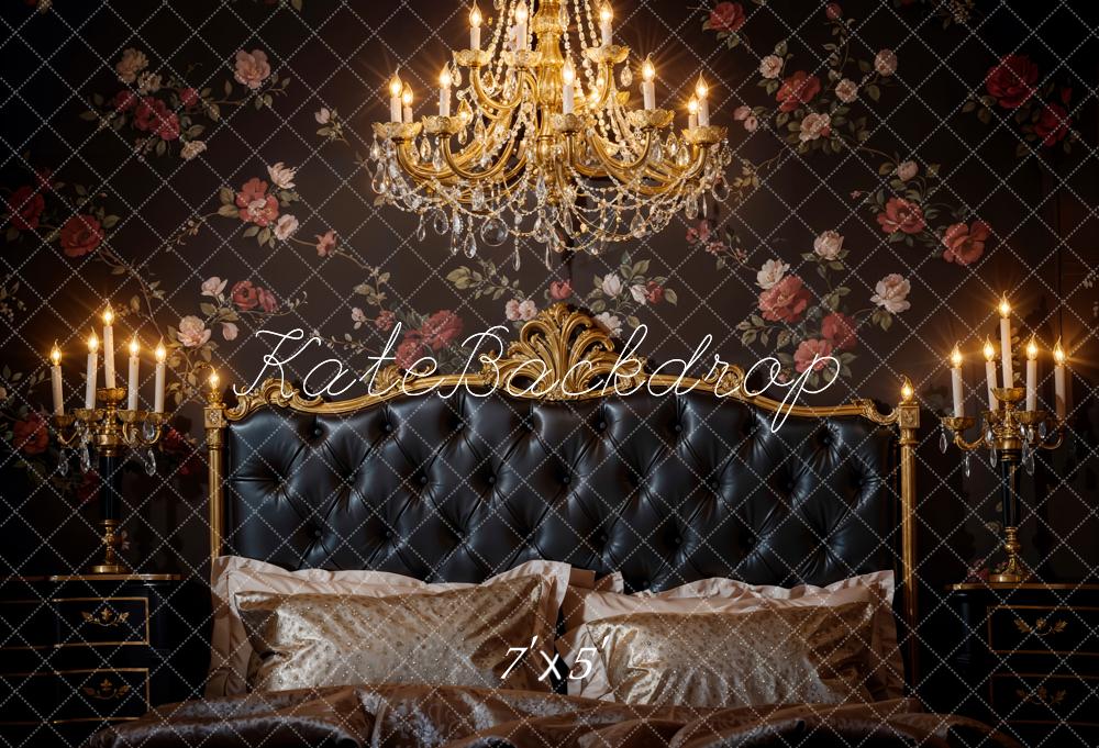 Kate Luxury Chandelier Leather Bedside Backdrop Designed by Chain Photography