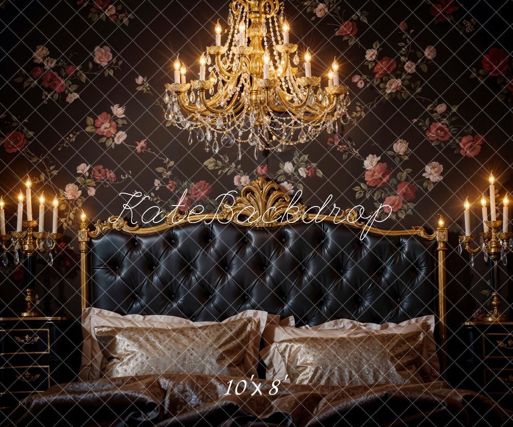 Kate Luxury Chandelier Leather Bedside Backdrop Designed by Chain Photography