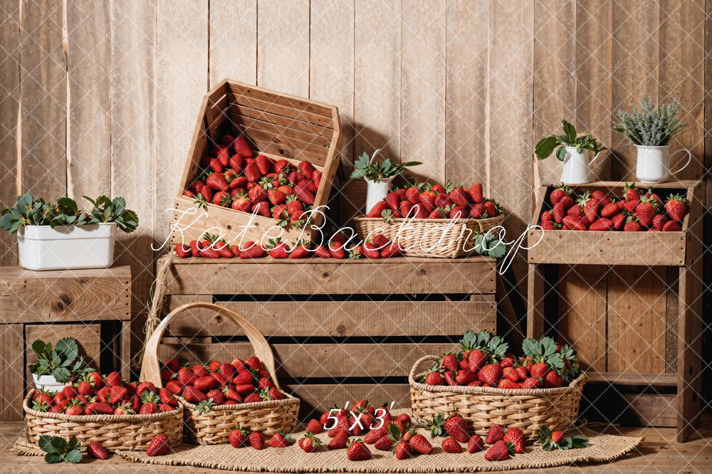Kate Spring Wood Strawberry Room Backdrop Designed by Emetselch