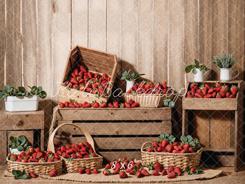 Kate Spring Wood Strawberry Room Backdrop Designed by Emetselch