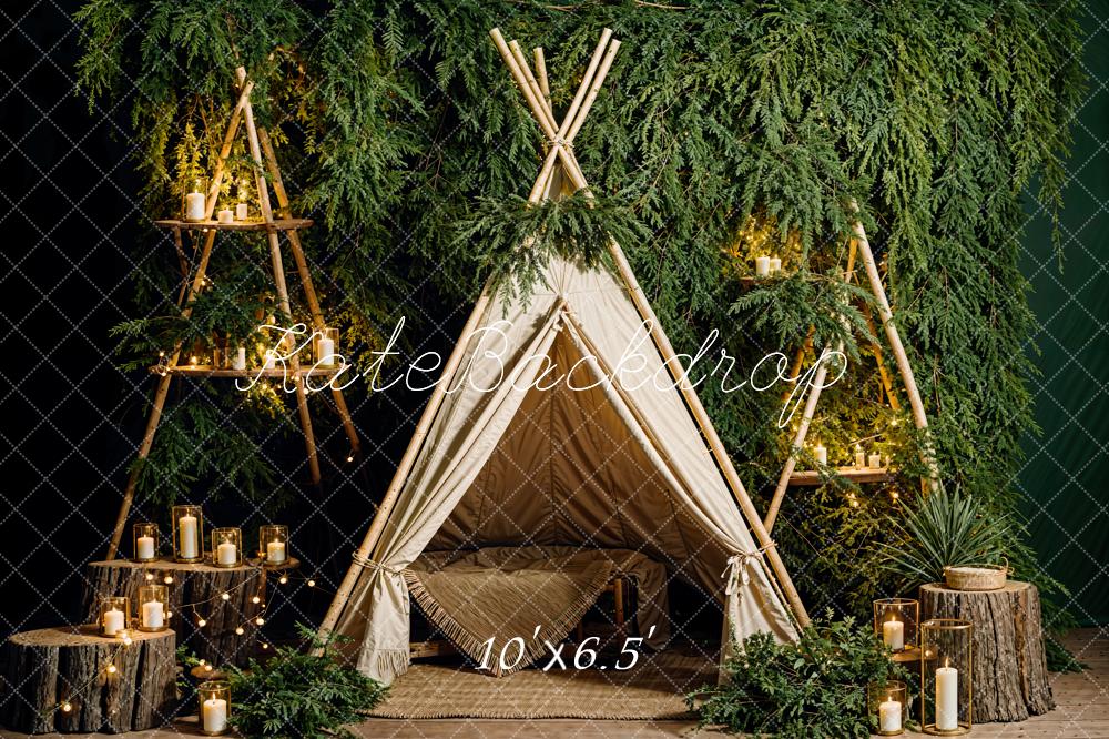 Kate Spring Green Candle Tent Backdrop Designed by Emetselch