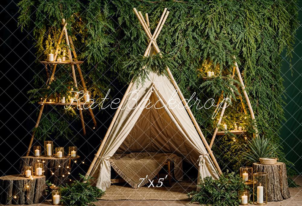 Kate Spring Green Candle Tent Backdrop Designed by Emetselch