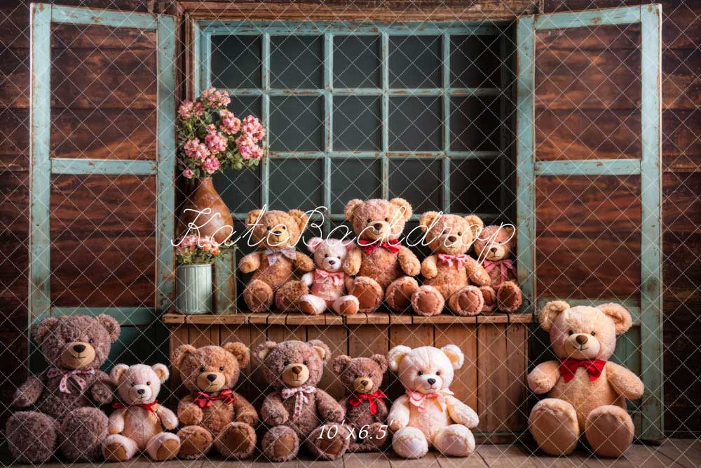 Kate Spring Bear Wood Window Sill Backdrop Designed by Chain Photography