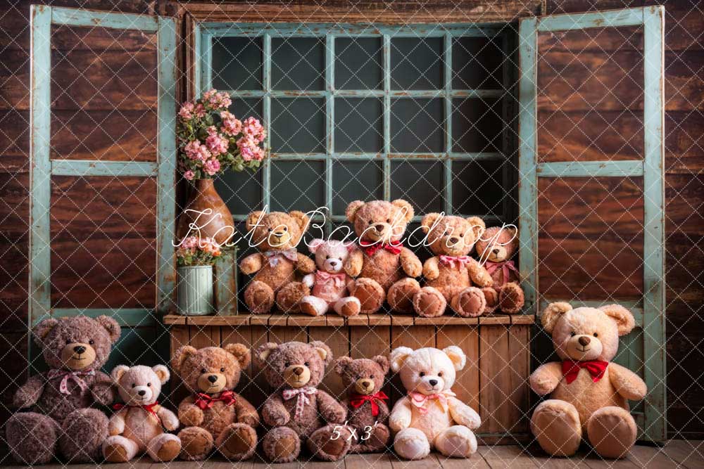 Kate Spring Bear Wood Window Sill Backdrop Designed by Chain Photography - Kate Backdrop AU