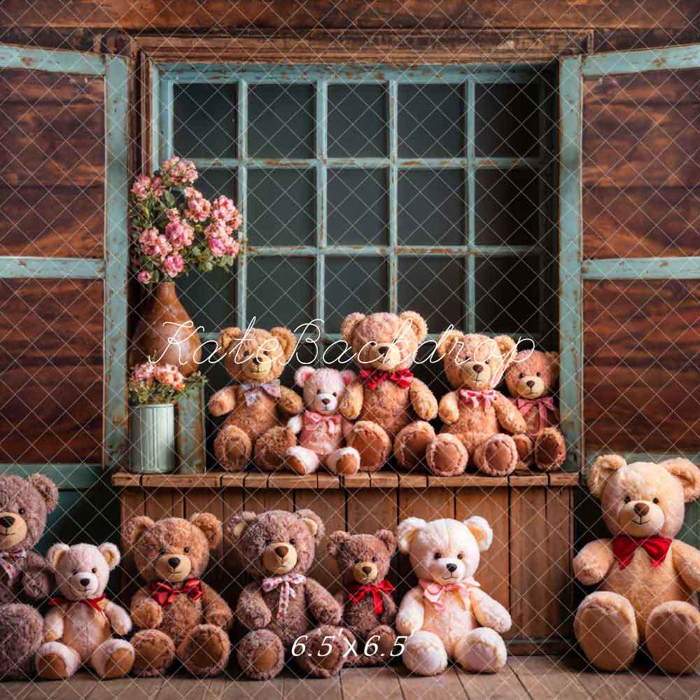 Kate Spring Bear Wood Window Sill Backdrop Designed by Chain Photography - Kate Backdrop AU