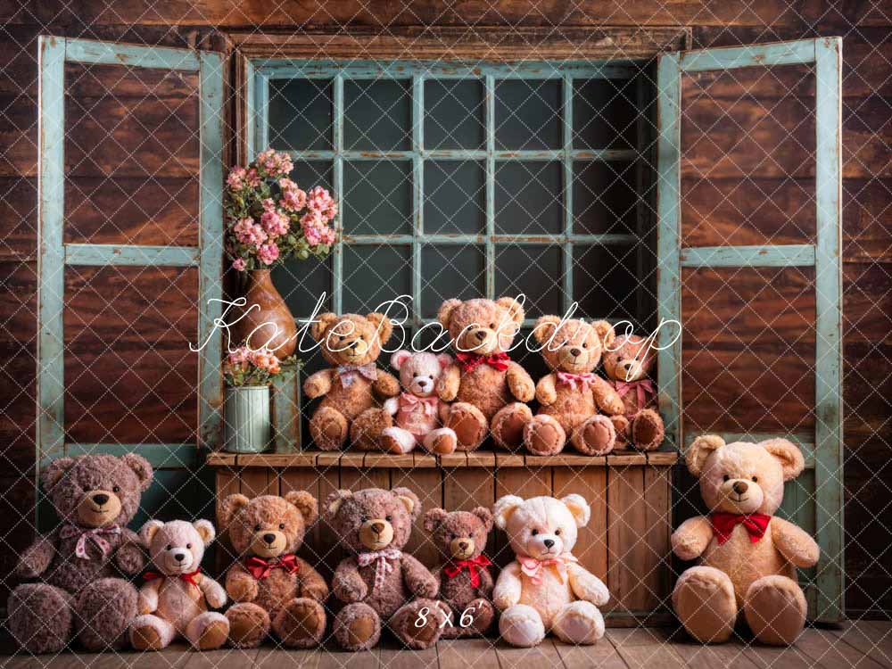 Kate Spring Bear Wood Window Sill Backdrop Designed by Chain Photography - Kate Backdrop AU