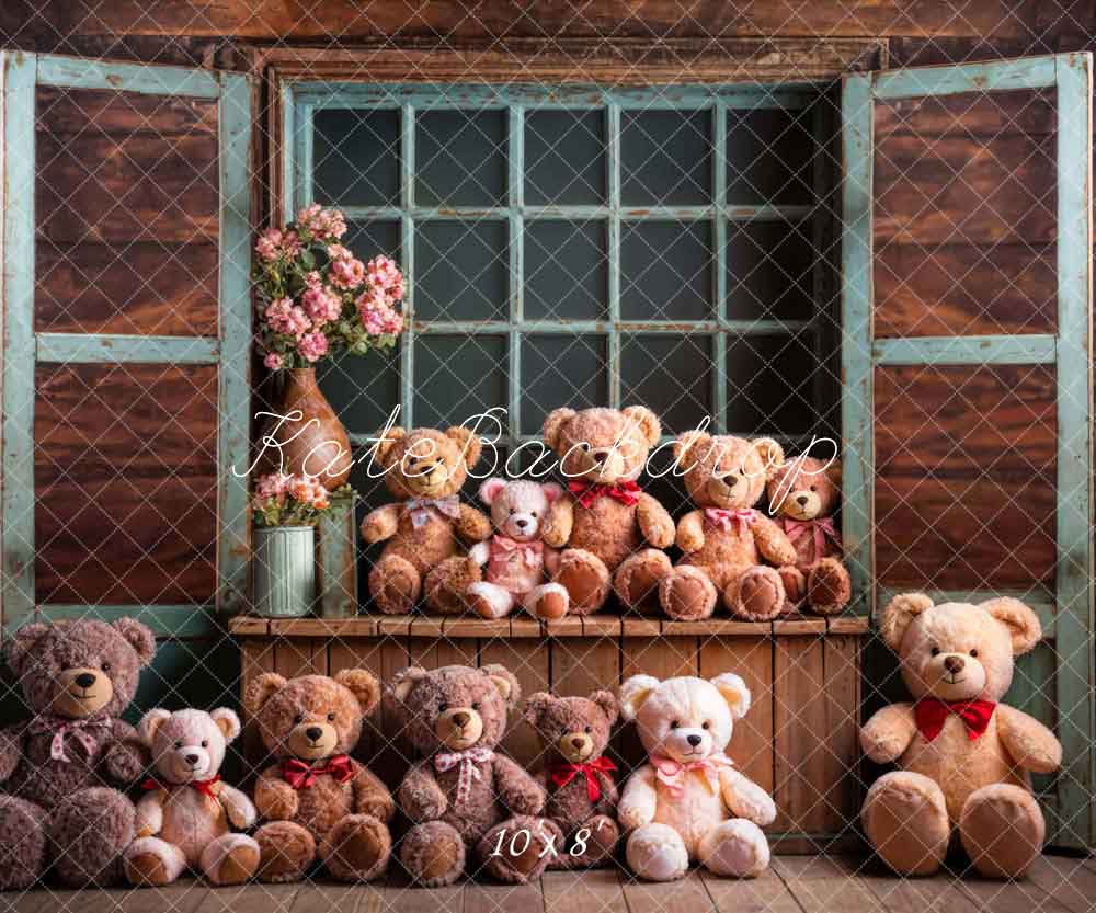 Kate Spring Bear Wood Window Sill Backdrop Designed by Chain Photography - Kate Backdrop AU