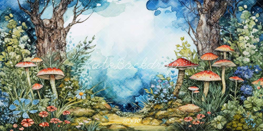 Kate Oil Painting Style Mushroom Forest Backdrop Designed by Chain Photography