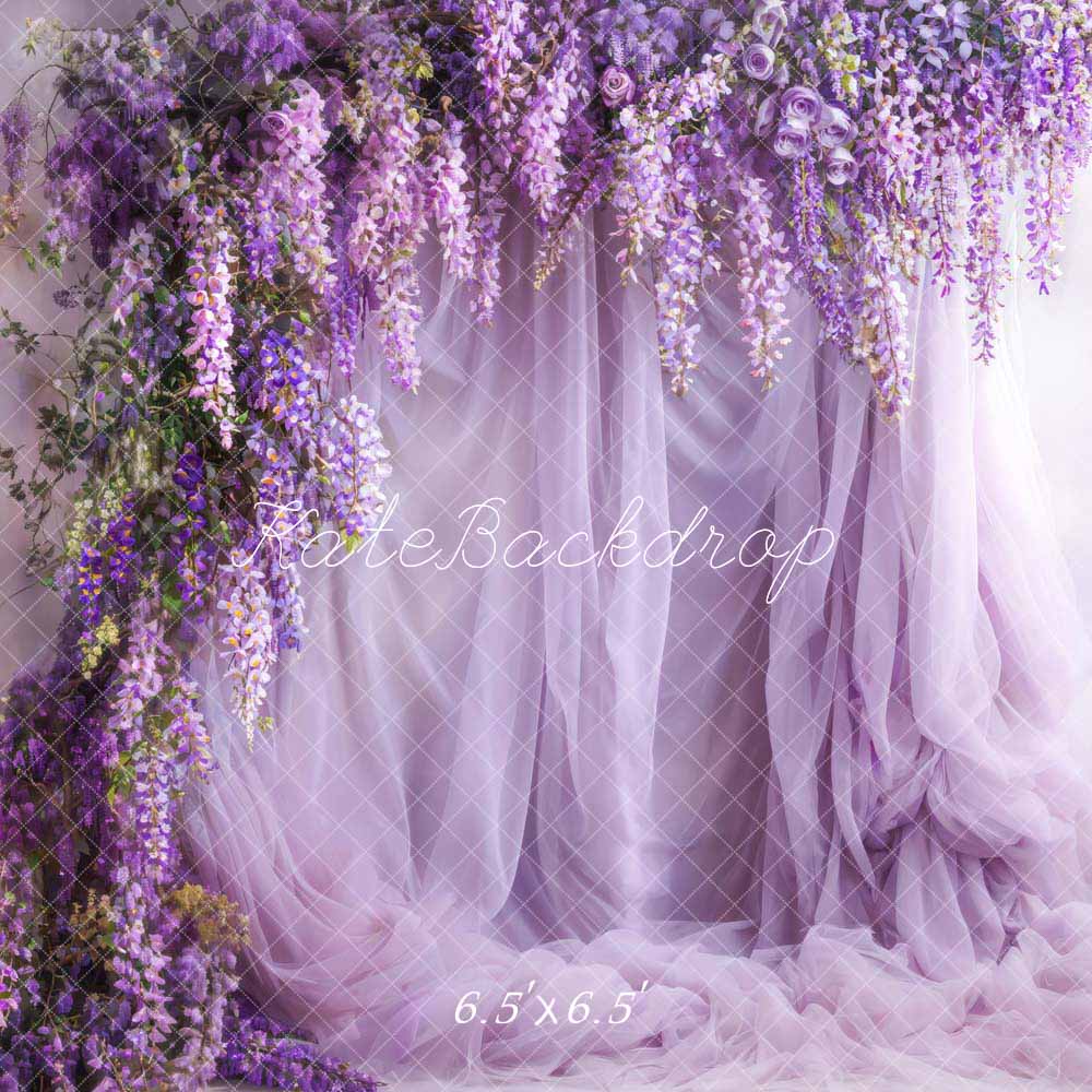 Kate Purple Flowers Tulle Spring Backdrop Designed by Emetselch