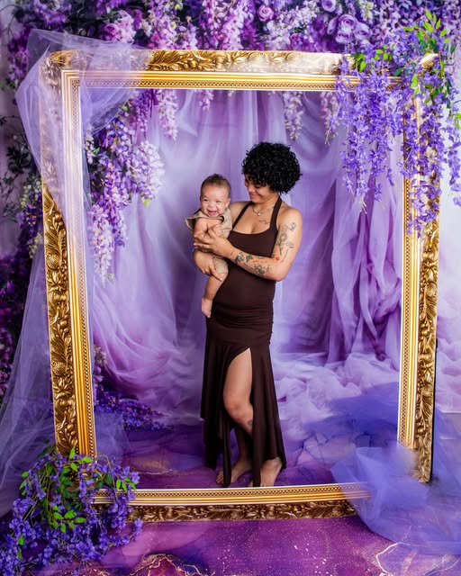 Kate Purple Flowers Tulle Spring Backdrop Designed by Emetselch