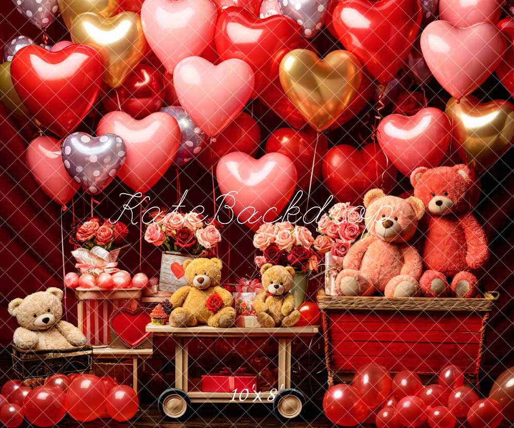 Kate Valentine's Day Bear Backdrop Designed by Emetselch - Kate Backdrop AU