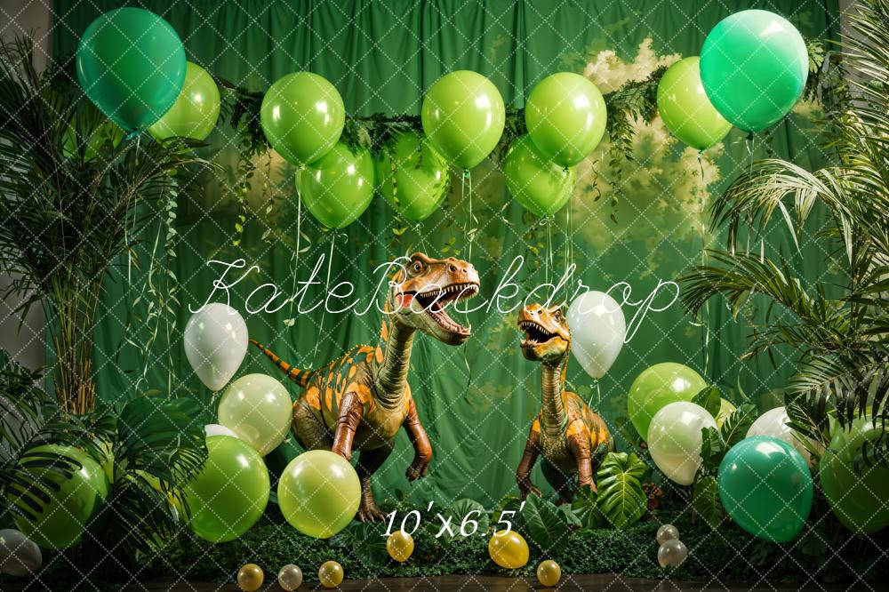 Kate Spring Green Balloon Dinosaur Backdrop Designed by Emetselch - Kate Backdrop AU