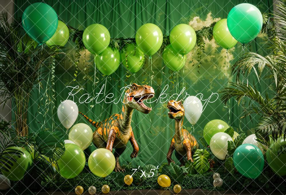 Kate Spring Green Balloon Dinosaur Backdrop Designed by Emetselch - Kate Backdrop AU