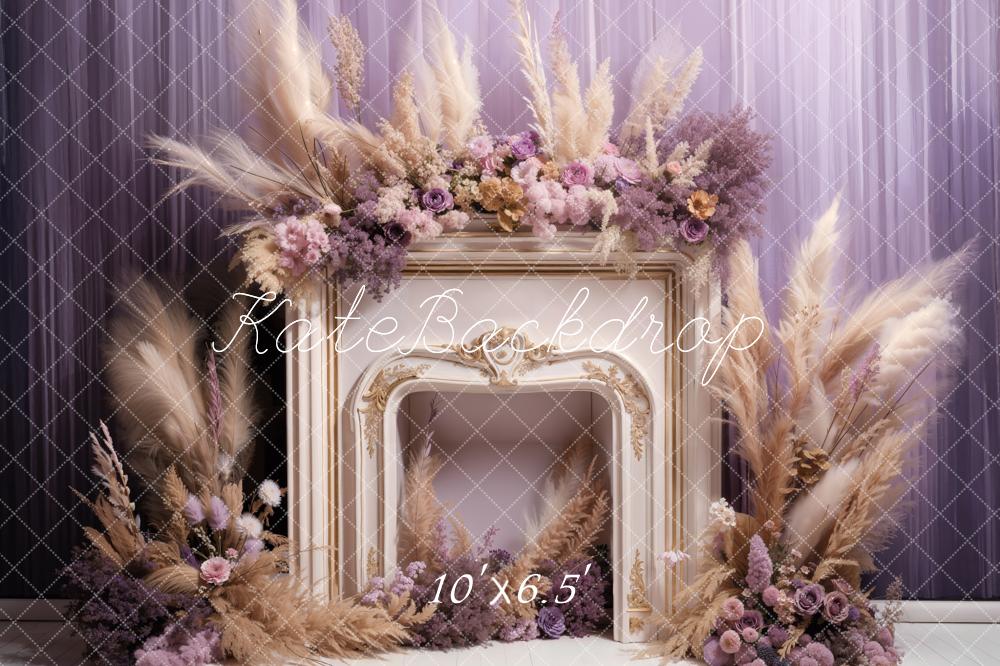 Kate Spring Fresh Flowers Reed Fireplace Backdrop Designed by Emetselch - Kate Backdrop AU