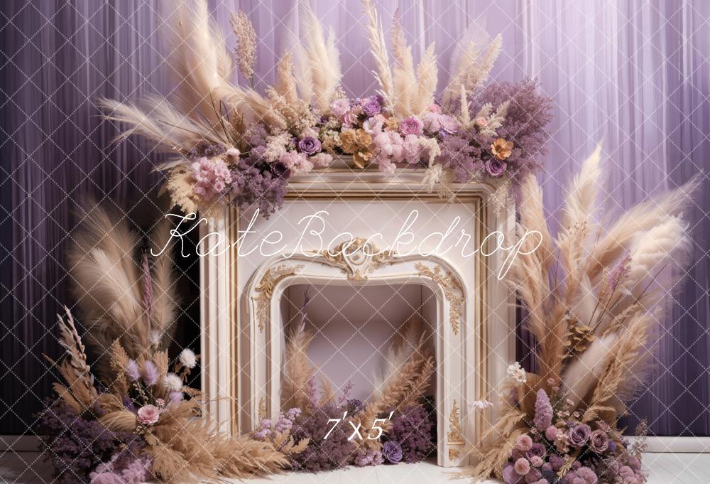 Kate Spring Fresh Flowers Reed Fireplace Backdrop Designed by Emetselch - Kate Backdrop AU
