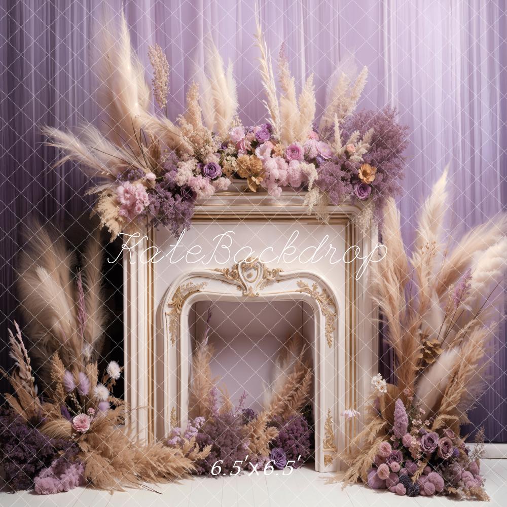 Kate Spring Fresh Flowers Reed Fireplace Backdrop Designed by Emetselch - Kate Backdrop AU