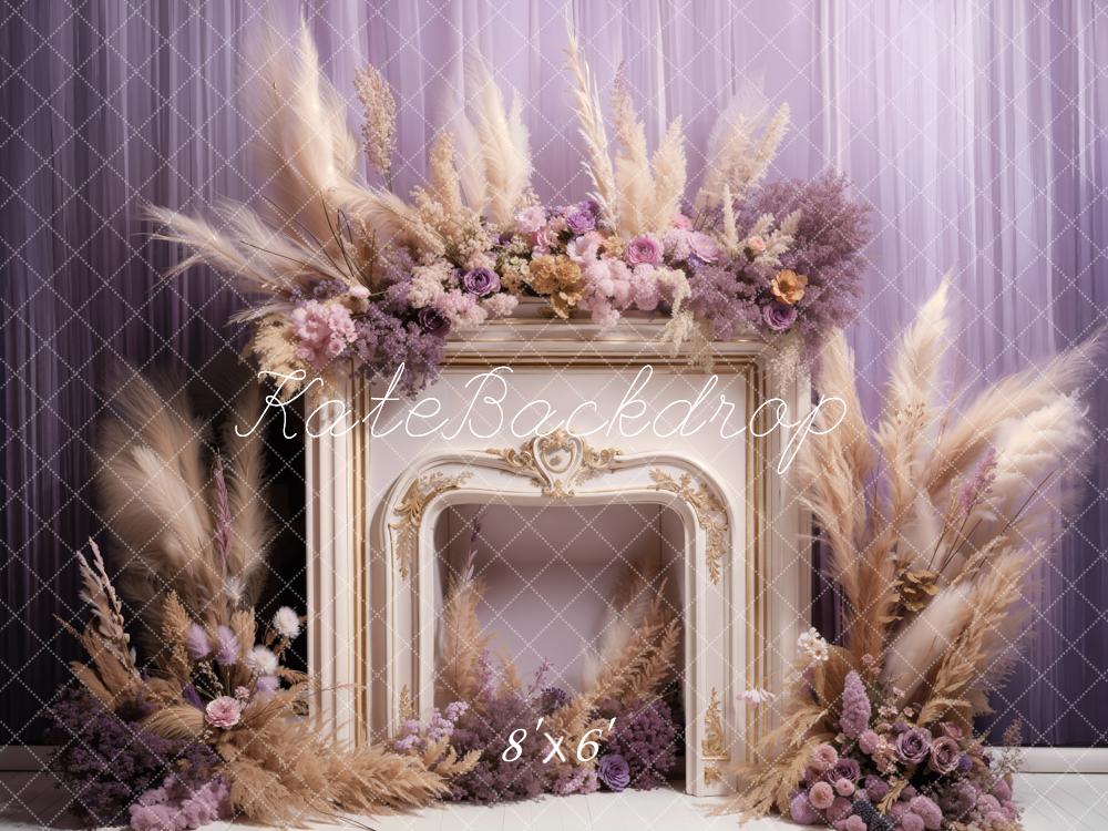 Kate Spring Fresh Flowers Reed Fireplace Backdrop Designed by Emetselch - Kate Backdrop AU