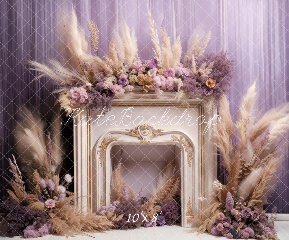 Kate Spring Fresh Flowers Reed Fireplace Backdrop Designed by Emetselch - Kate Backdrop AU