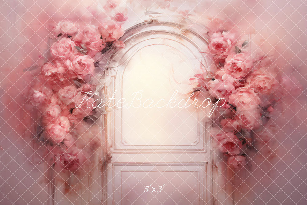 Kate Pink Flowers Wooden Door Oil Painting Style Backdrop Designed by GQ - Kate Backdrop AU