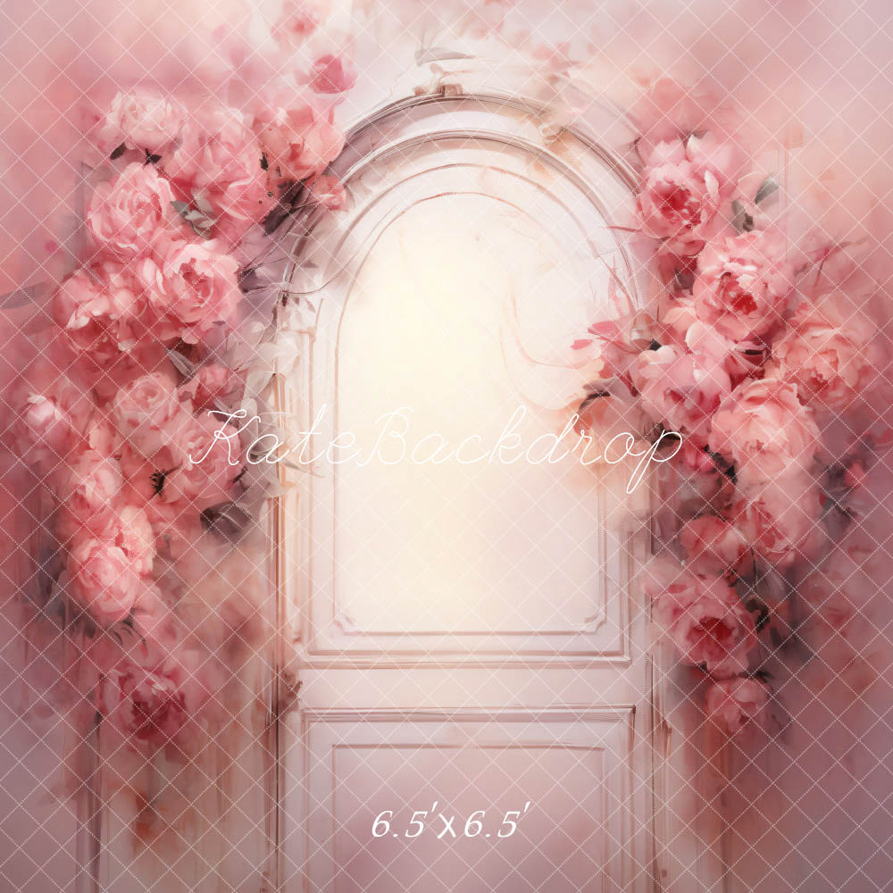 Kate Pink Flowers Wooden Door Oil Painting Style Backdrop Designed by GQ - Kate Backdrop AU