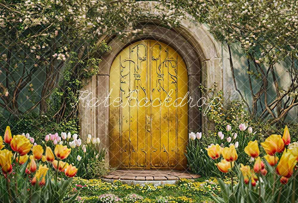 Kate Spring Flowers Arch Door Backdrop Designed by Chain Photography