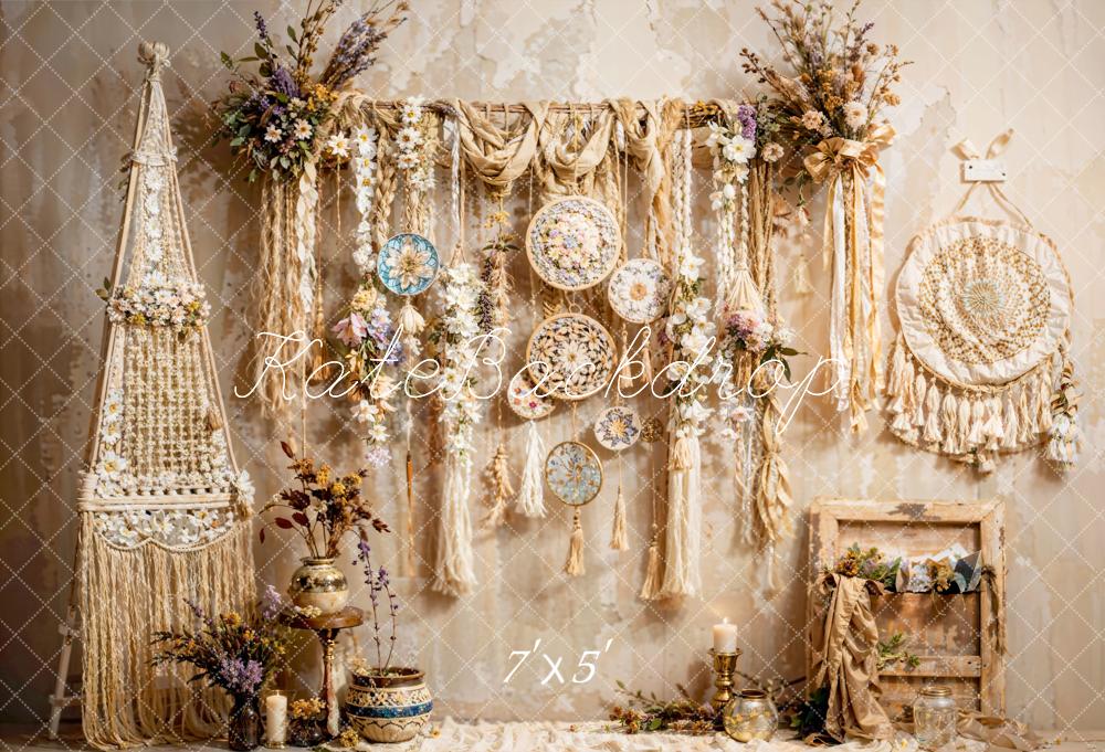 Kate Boho Wall Hanging Flowers Backdrop Designed by Emetselch - Kate Backdrop AU