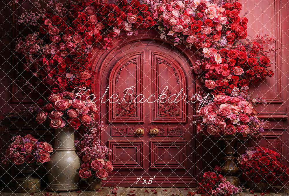 Kate Red Valentine's Day Flowers Metal Arch Backdrop Designed by Chain Photography - Kate Backdrop AU