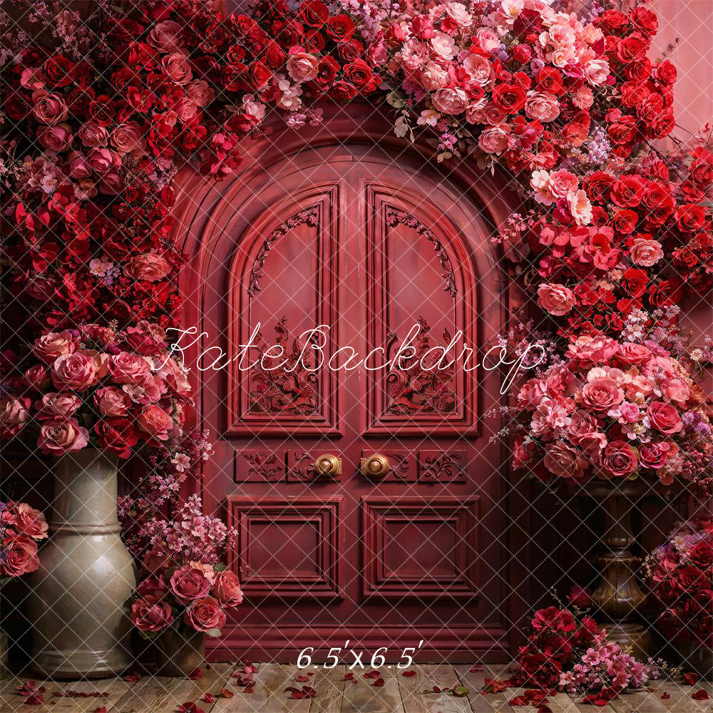 Kate Red Valentine's Day Flowers Metal Arch Backdrop Designed by Chain Photography - Kate Backdrop AU