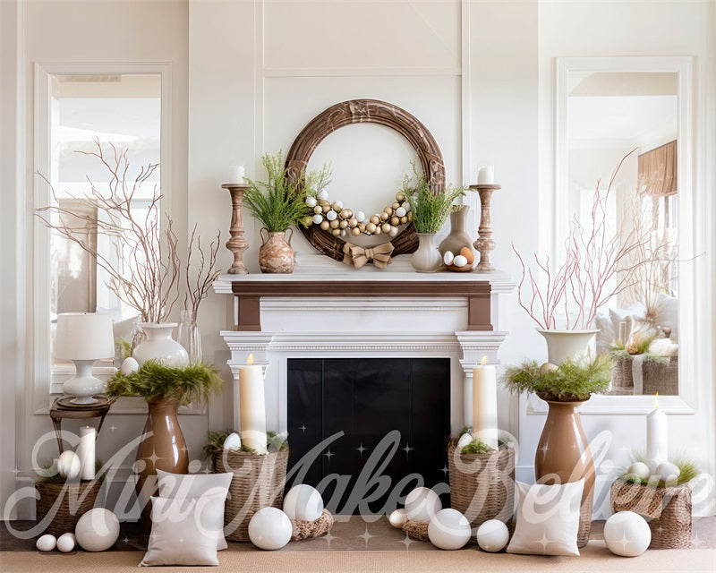 Kate Natural Easter Wall Fireplace Backdrop Designed by Mini MakeBelieve - Kate Backdrop AU