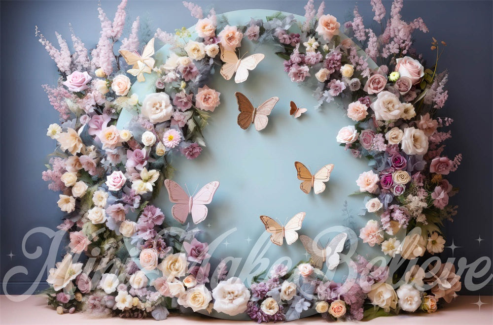 Kate Butterfly Floral Arch Backdrop Designed by Mini MakeBelieve