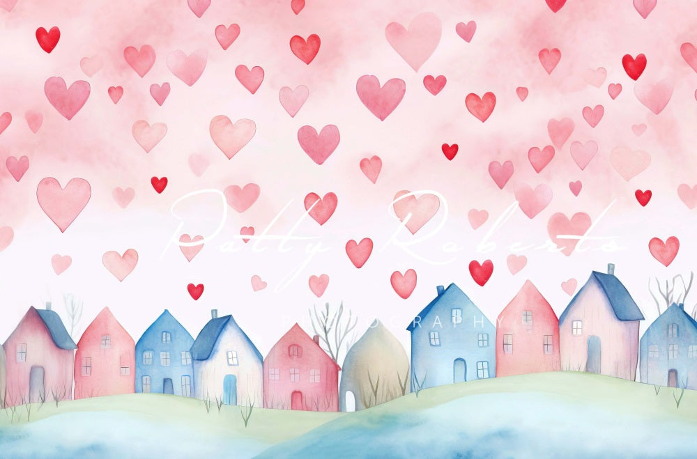 Kate Valentine's Day Hearts Village Backdrop Designed by Patty Roberts