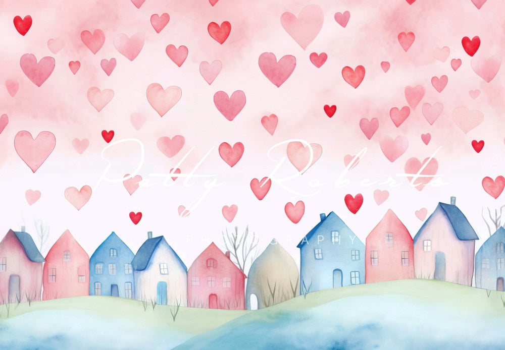 Kate Valentine's Day Hearts Village Backdrop Designed by Patty Robertss - Kate Backdrop AU