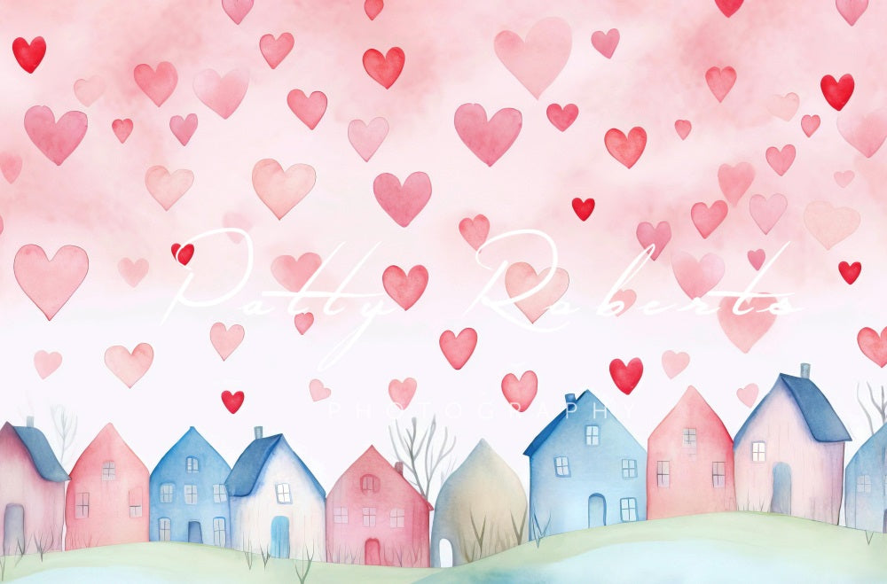 Kate Valentine's Day Hearts Village Backdrop Designed by Patty Roberts