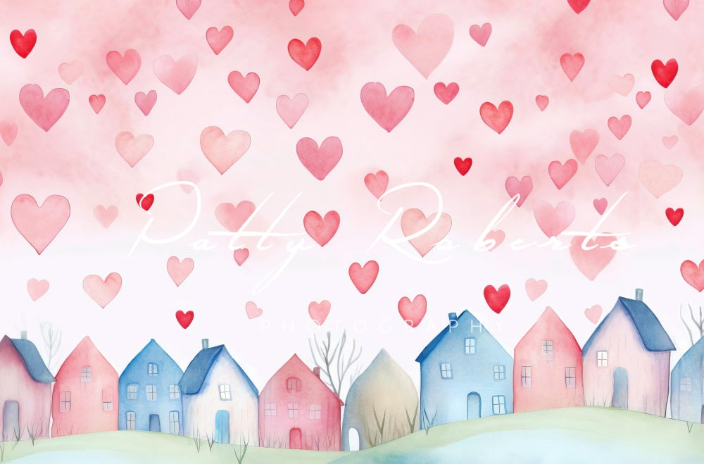 Kate Valentine's Day Hearts Village Backdrop Designed by Patty Robertss - Kate Backdrop AU
