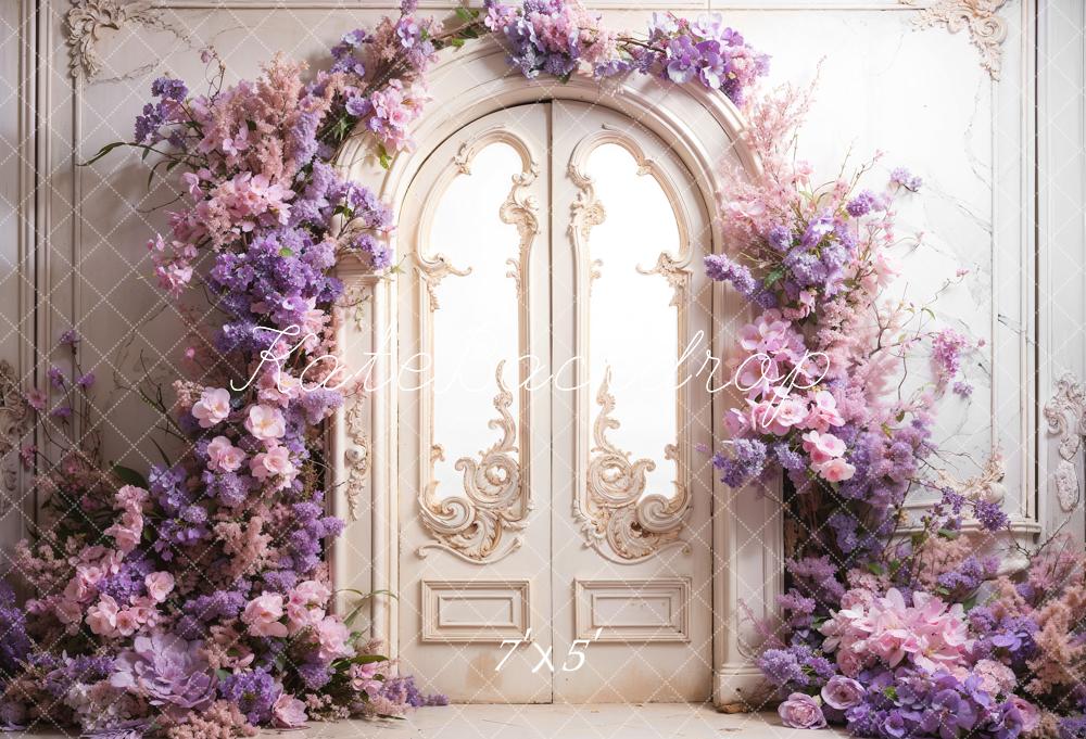 Kate Spring Fresh Flowers Retro Door Backdrop Designed by Emetselch - Kate Backdrop AU