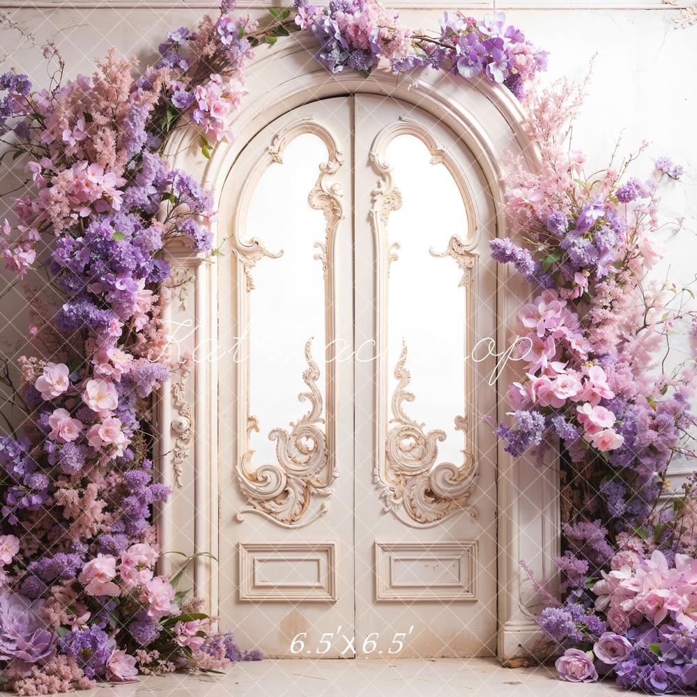 Kate Spring Fresh Flowers Retro Door Backdrop Designed by Emetselch - Kate Backdrop AU