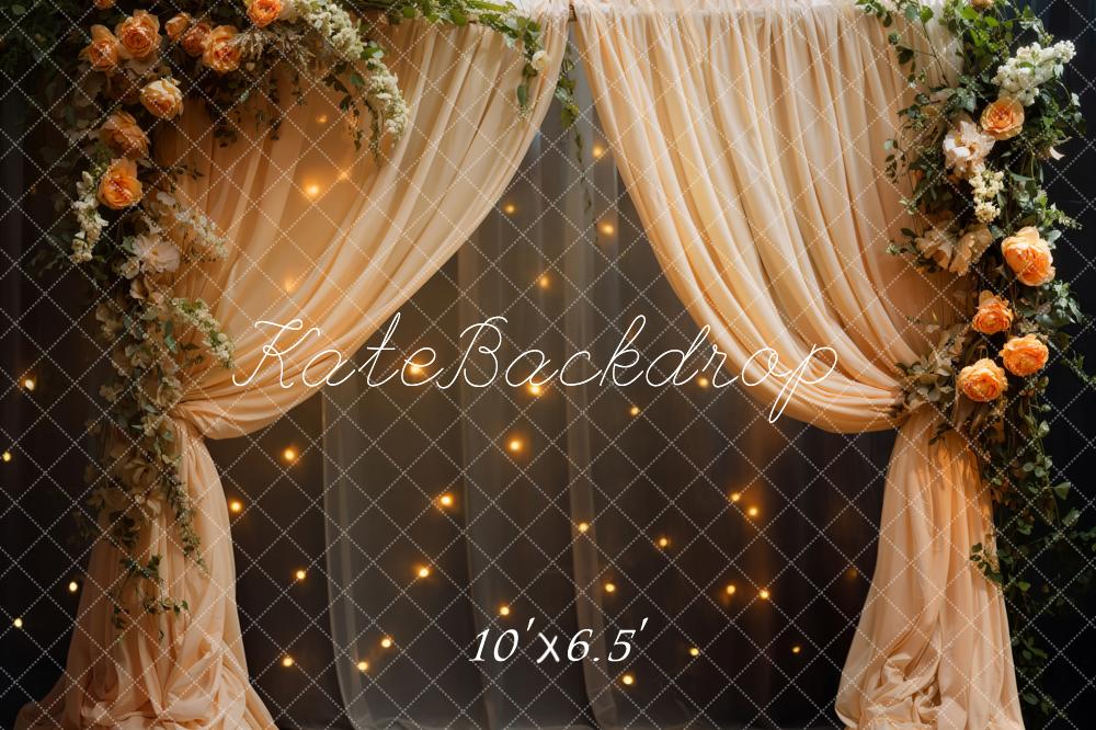 Kate Spring Flower Curtain String Lights Backdrop Designed by Emetselch - Kate Backdrop AU