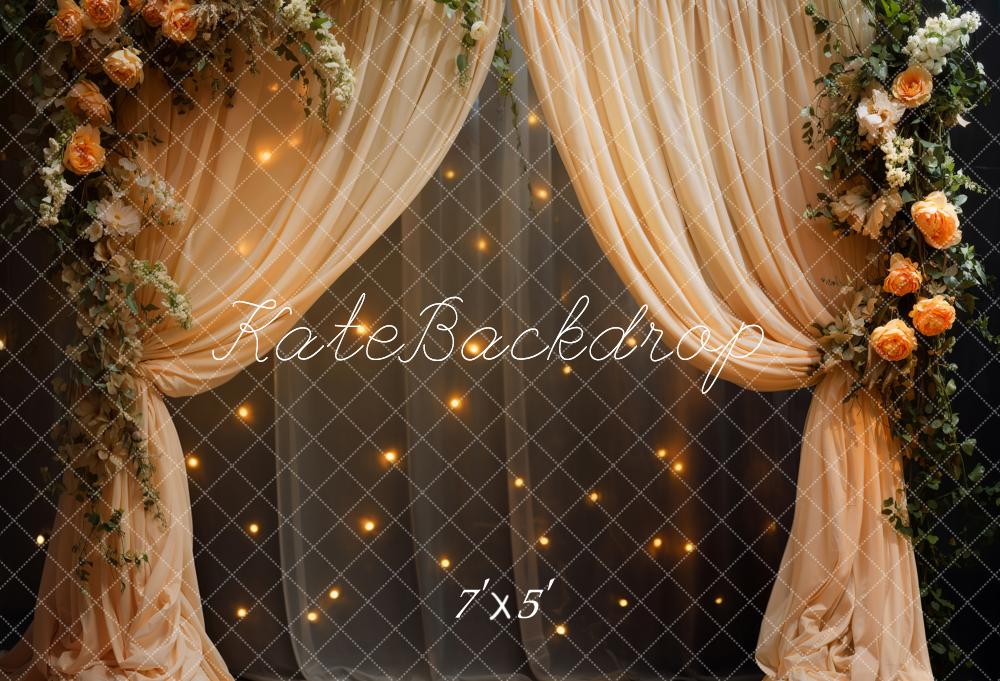 Kate Spring Flower Curtain String Lights Backdrop Designed by Emetselch - Kate Backdrop AU