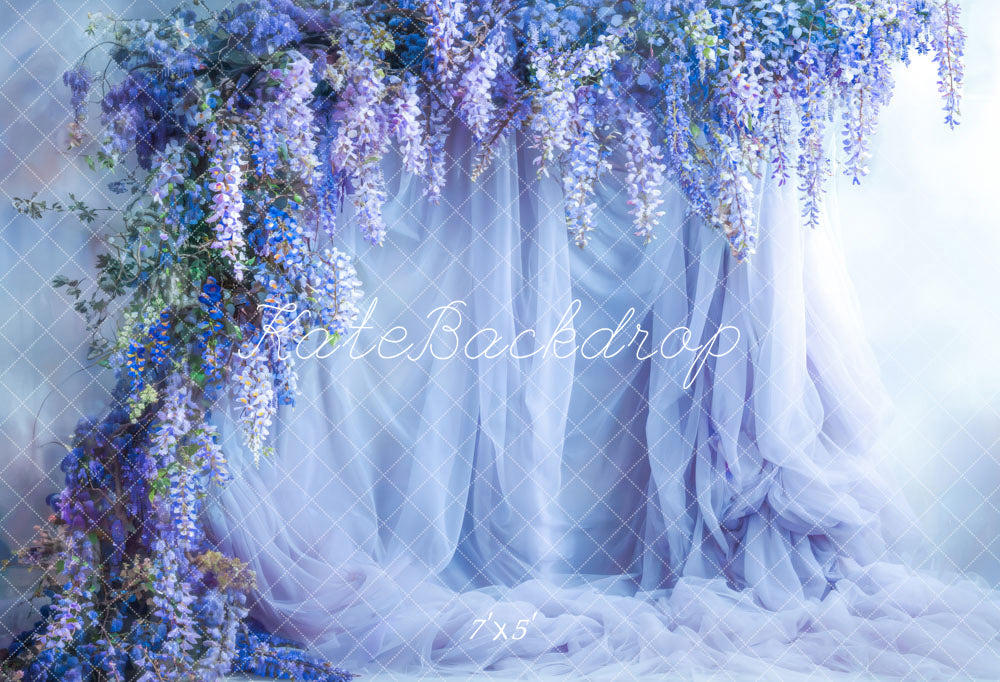 Kate Spring Blue Flowers Curtain Backdrop Designed by Emetselch