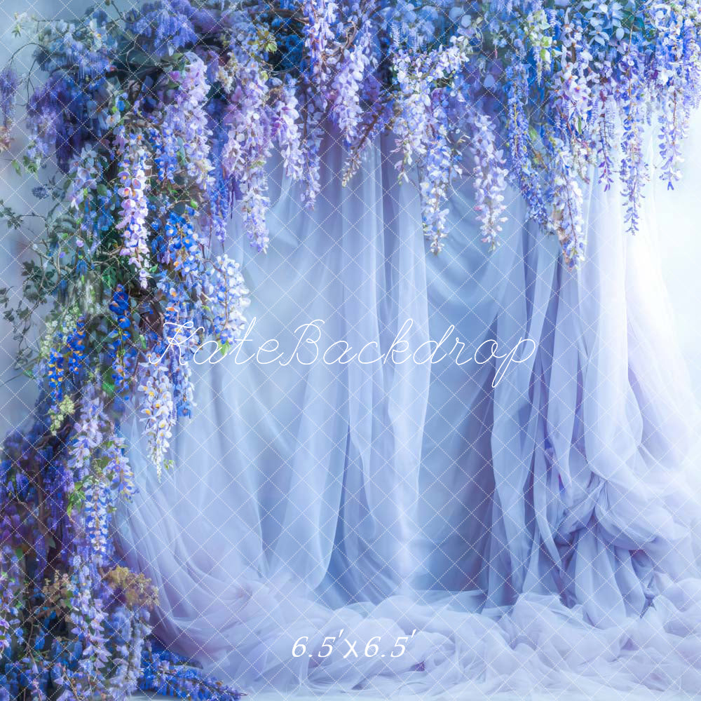 Kate Spring Blue Flowers Curtain Backdrop Designed by Emetselch - Kate Backdrop AU