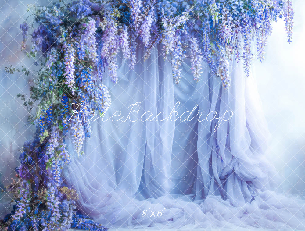 Kate Spring Blue Flowers Curtain Backdrop Designed by Emetselch - Kate Backdrop AU