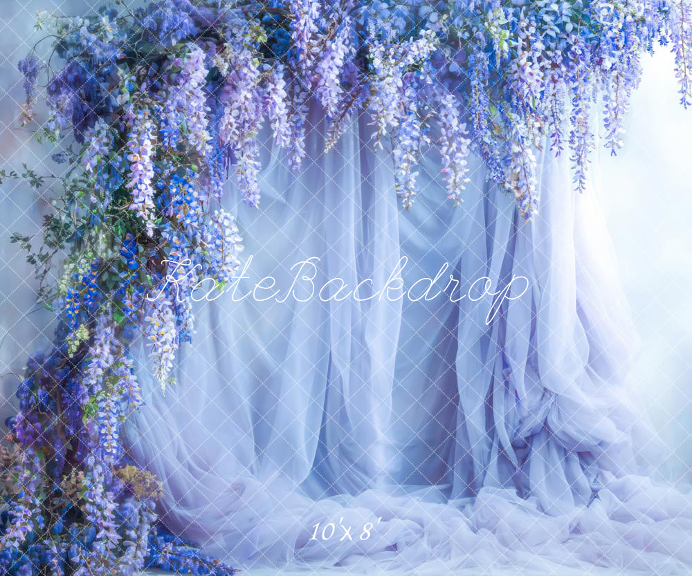 Kate Spring Blue Flowers Curtain Backdrop Designed by Emetselch - Kate Backdrop AU