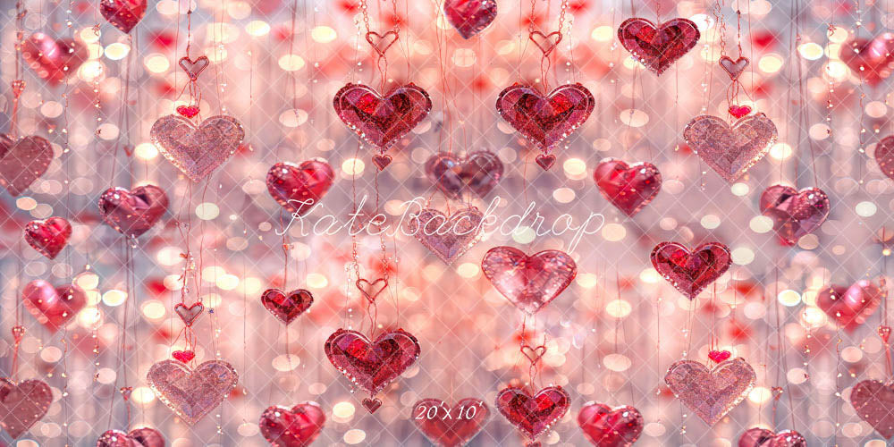 Kate Valentine's Day Pink Heart Crystal Backdrop Designed by Chain Photography - Kate Backdrop AU