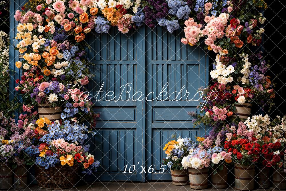Kate Spring Flowers Wooden Door Backdrop Designed by Chain Photography - Kate Backdrop AU