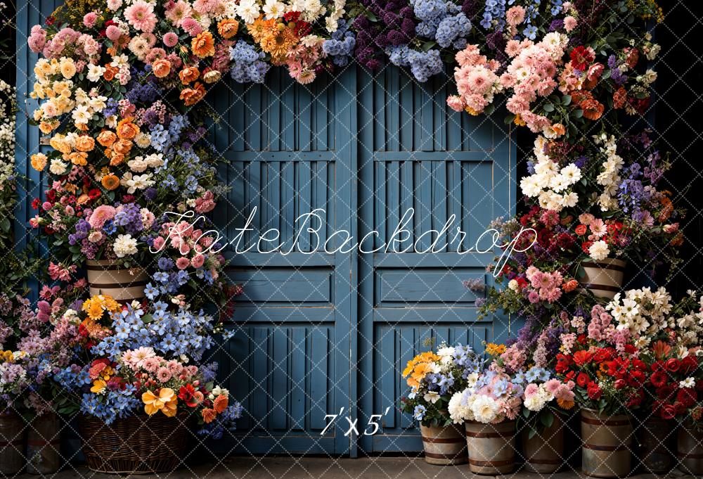 Kate Spring Flowers Wooden Door Backdrop Designed by Chain Photography - Kate Backdrop AU