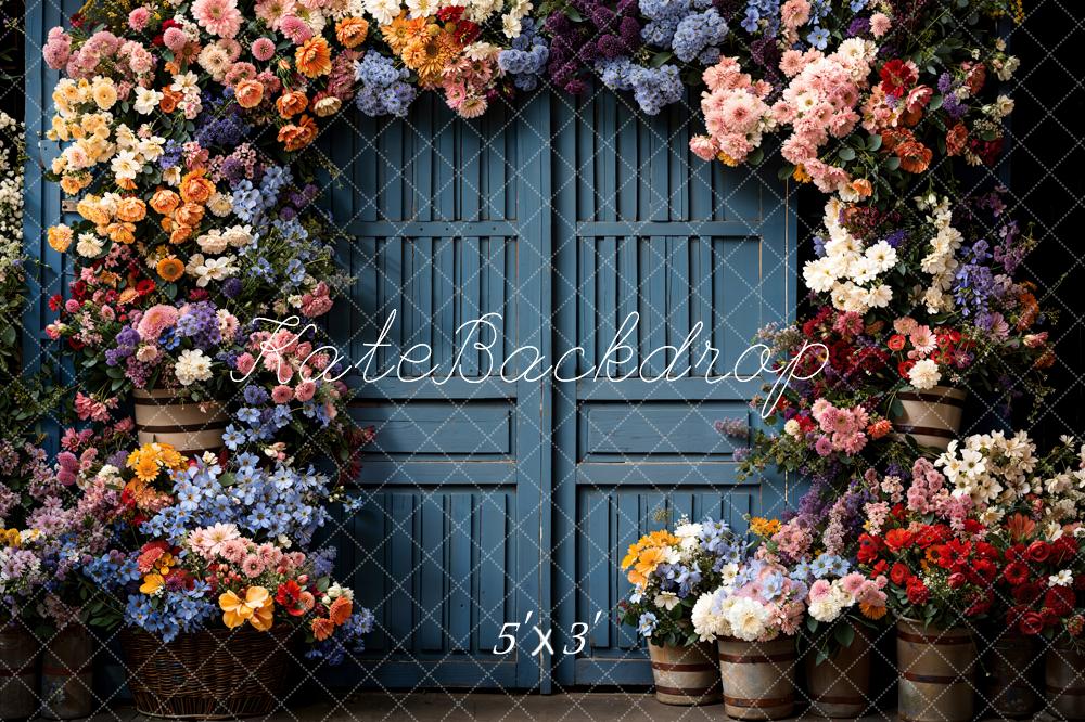 Kate Spring Flowers Wooden Door Backdrop Designed by Chain Photography - Kate Backdrop AU