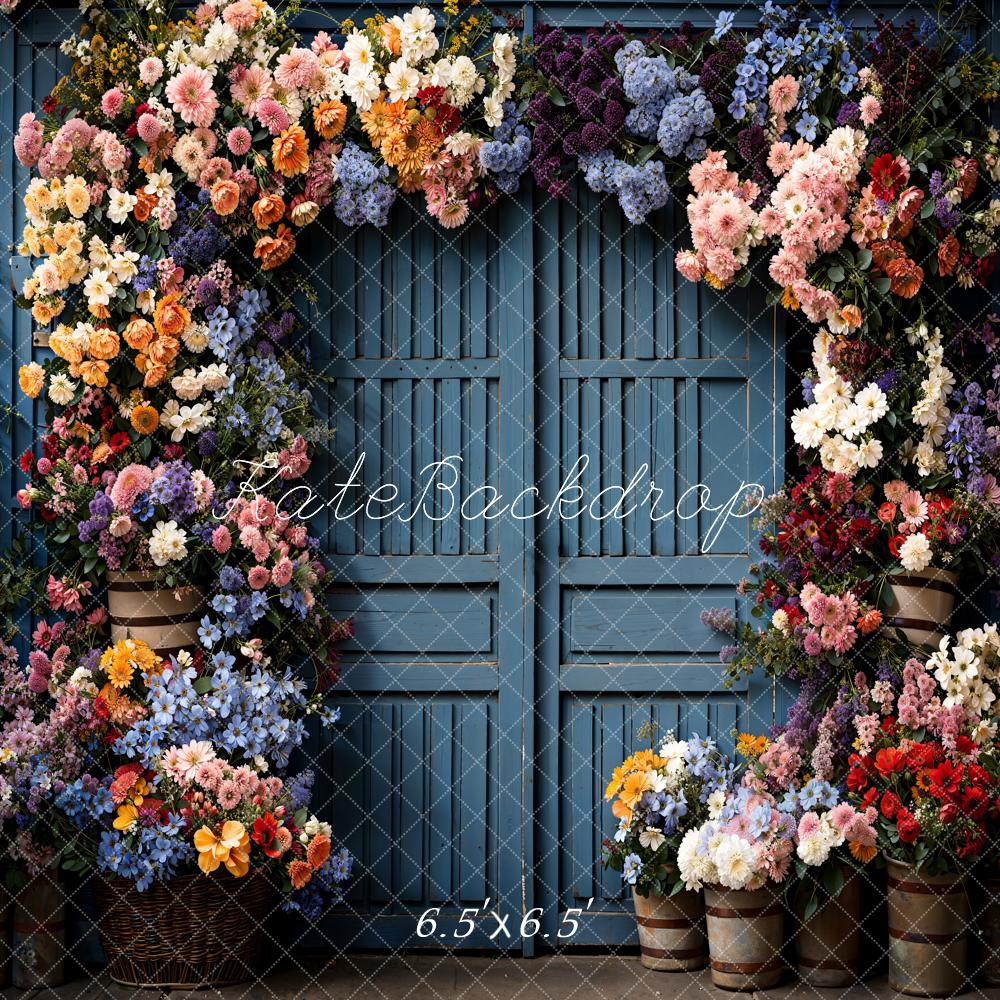 Kate Spring Flowers Wooden Door Backdrop Designed by Chain Photography - Kate Backdrop AU