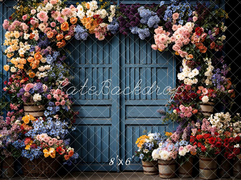 Kate Spring Flowers Wooden Door Backdrop Designed by Chain Photography - Kate Backdrop AU